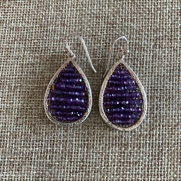 Silpada Amethyst Crystal Teardrop Earrings - Picture 4 of 7
